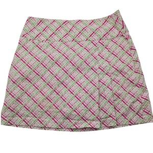 Lady Hagen Womens Pink Green Plaid Golf Skort Size 2 Side Zip Active Skirt